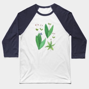 Borealis Wildflower Watercolor Illustrations Baseball T-Shirt